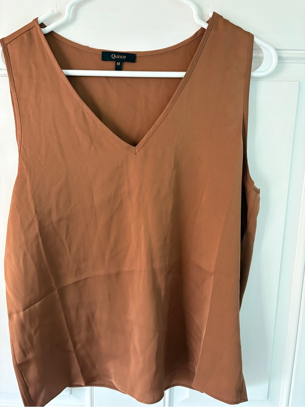 Quince Rust-Tone Sleeveless V-Neck Tank Top